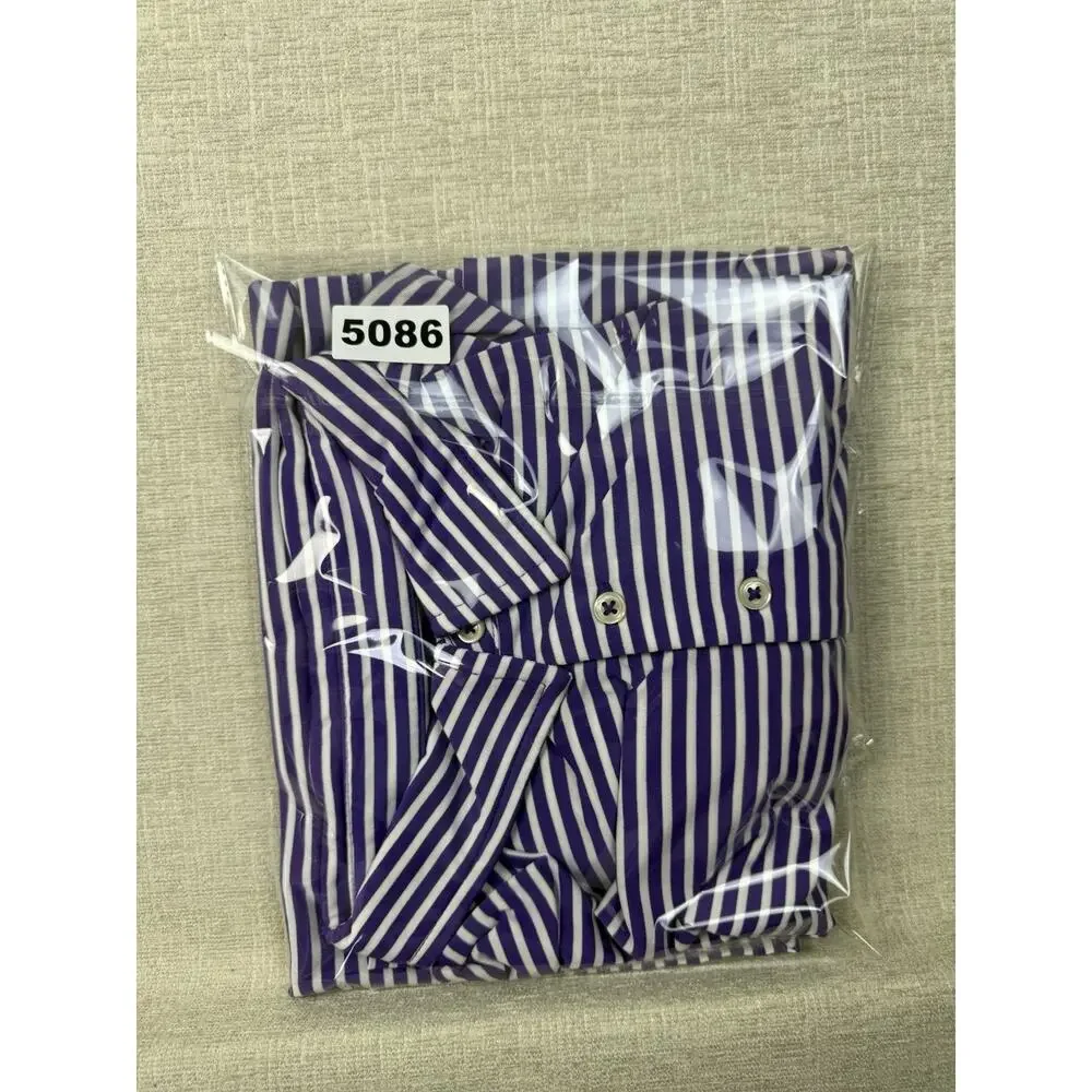 Polo Ralph Lauren Polo Shirt Mens 2XL Purple White Striped Performance Golf
